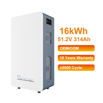 Компактный настенный монтаж 51.2V 314Ah Lifepo4 Литийный аккумулятор 16KWh Система хранения энергии для дома