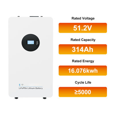 Wall Mounted Energy Storage Battery 51.2V 314Ah 16kwh All in One LiFePO4 Lithium Battery Pack with Firmware Upgrading